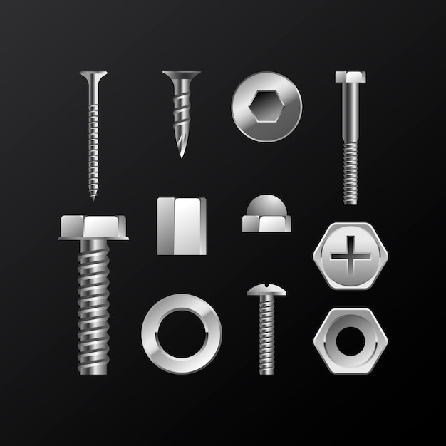 Realistic nuts and bolts collection