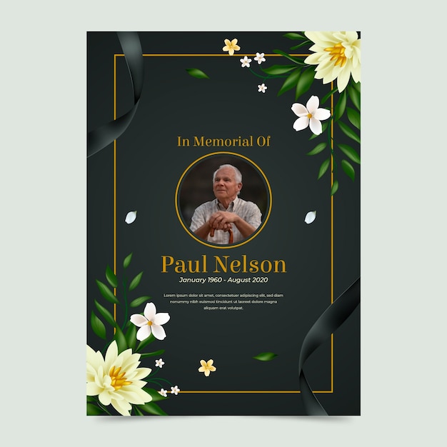 Free vector realistic obituary template