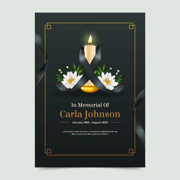 Free vector realistic obituary template