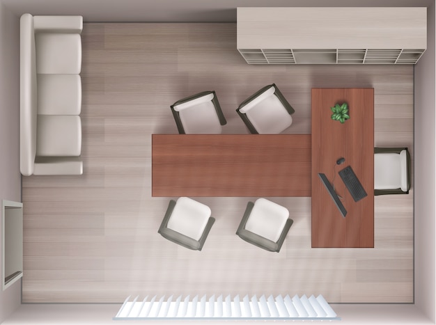 Free vector realistic office design top view