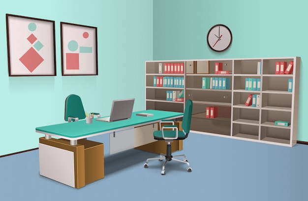 Free vector realistic office interior big boss