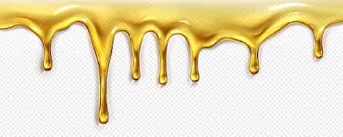 Free vector realistic oil or honey flow on transparent