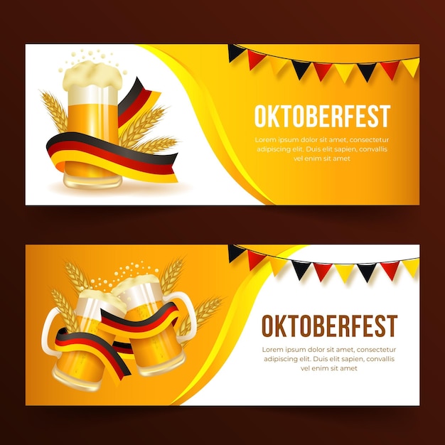 Free vector realistic oktoberfest banners set