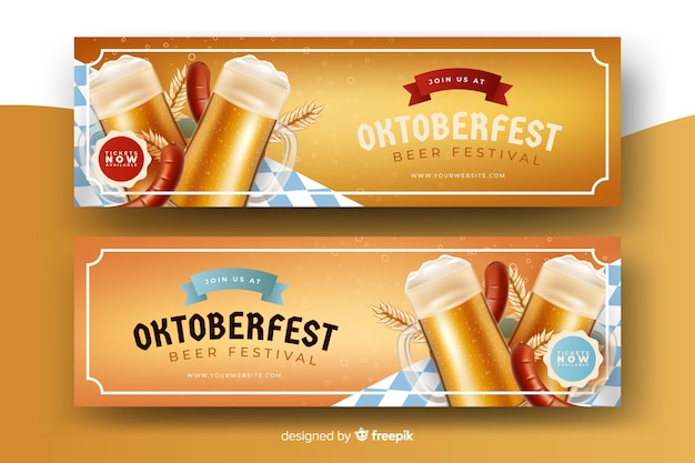 Realistic oktoberfest banners template