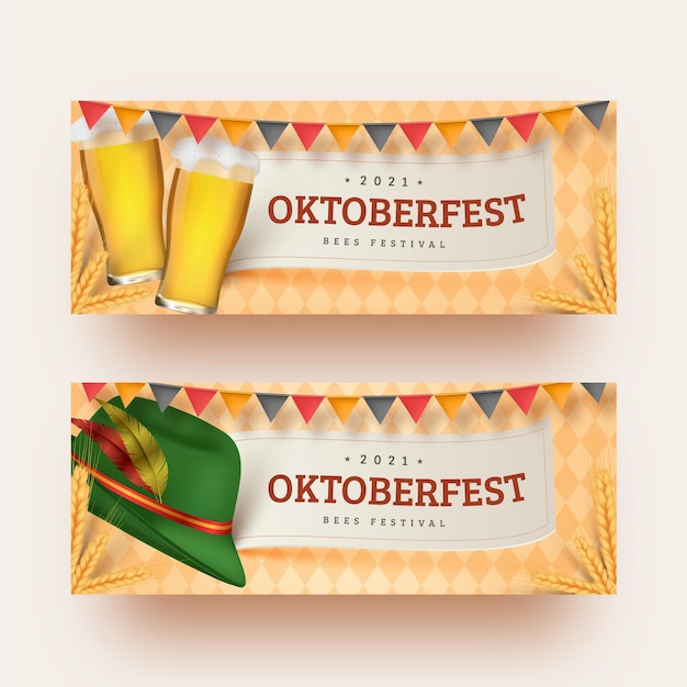 Free vector realistic oktoberfest banners template