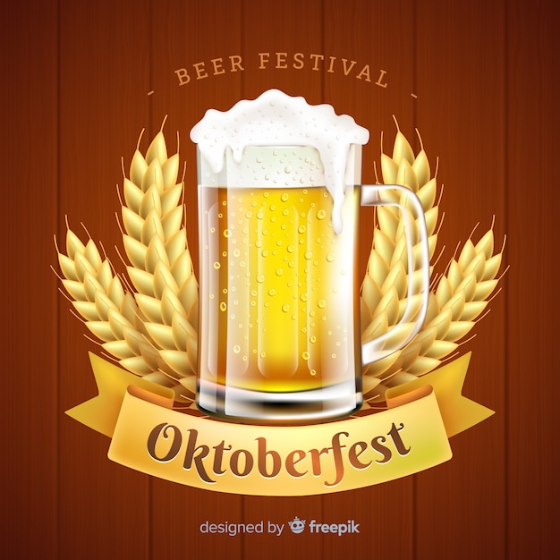 Free vector realistic oktoberfest concept with beer