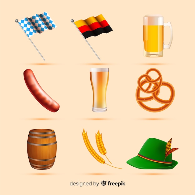 Realistic oktoberfest element collection