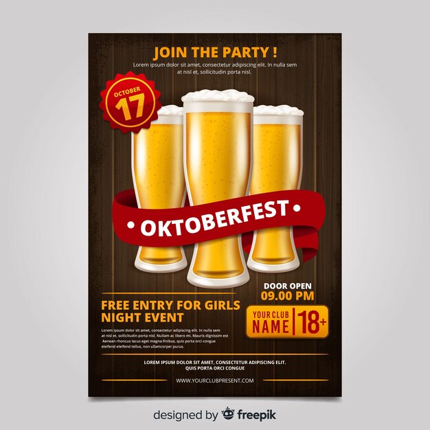 Realistic oktoberfest flyer template