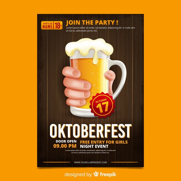 Realistic oktoberfest poster template