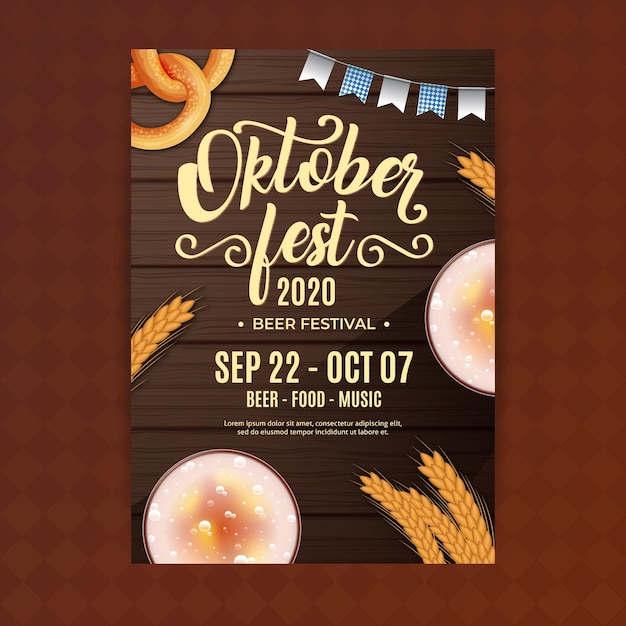 Realistic oktoberfest poster template