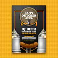 Free vector realistic oktoberfest poster with beer