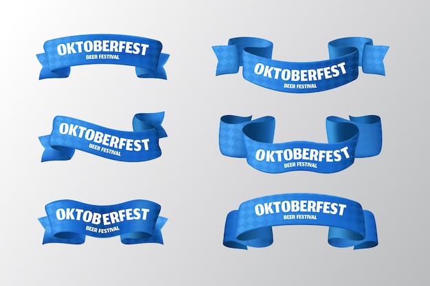 Vettore gratuito collezione realistica di nastri dell'oktoberfest