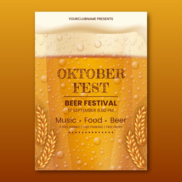 realistic oktoberfest vertical poster template