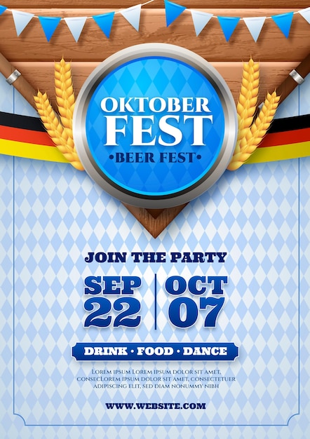 Realistic oktoberfest vertical poster template