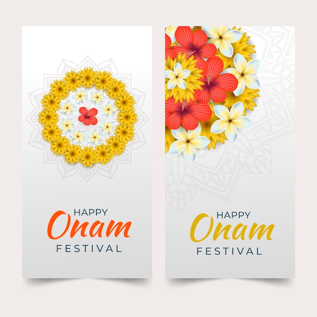 Free vector realistic onam banners concept