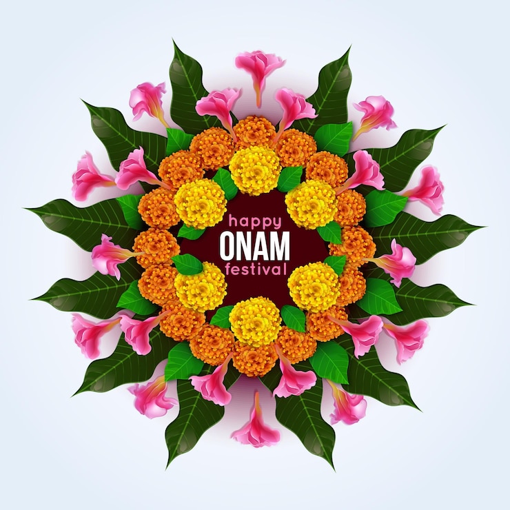 Free Vector realistic onam floral decoration