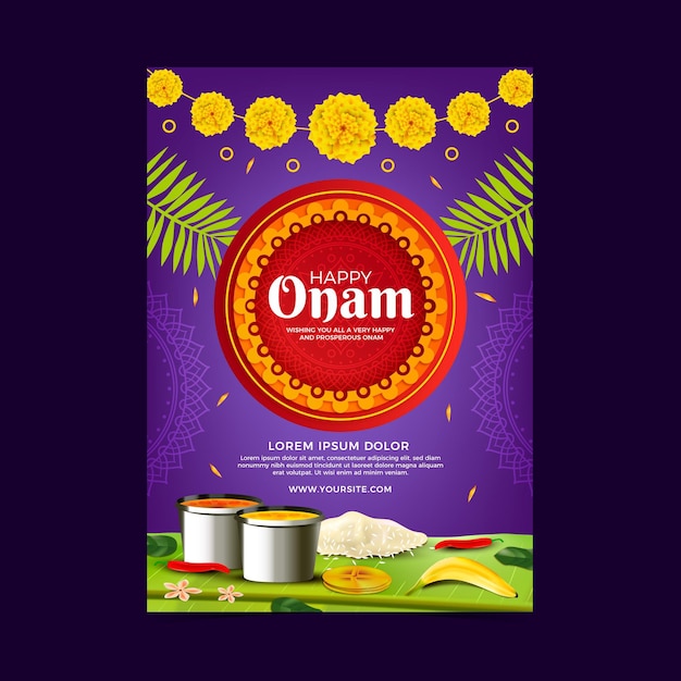 Realistic onam poster concept