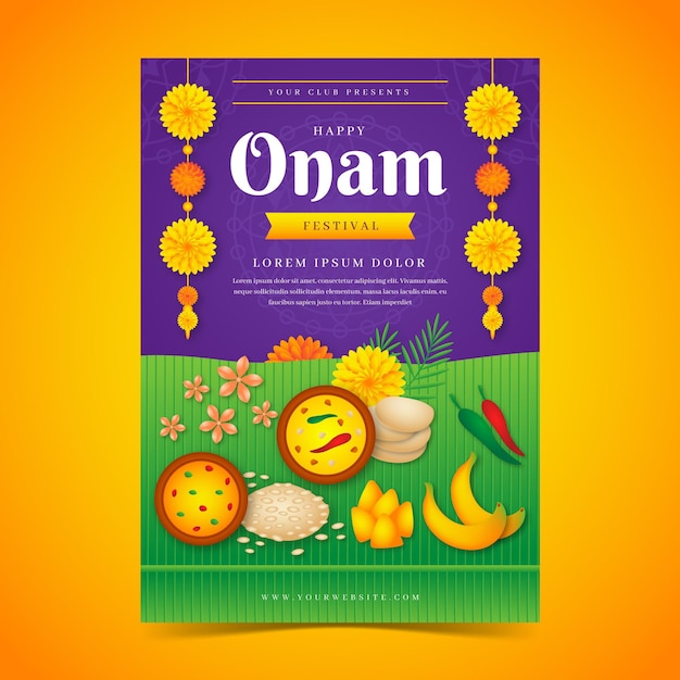 Free vector realistic onam vertical poster template