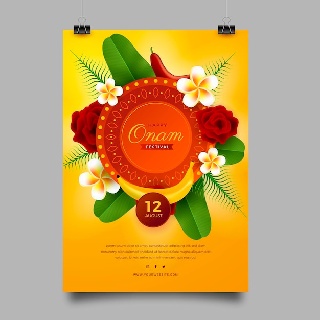 Free vector realistic onam vertical poster template