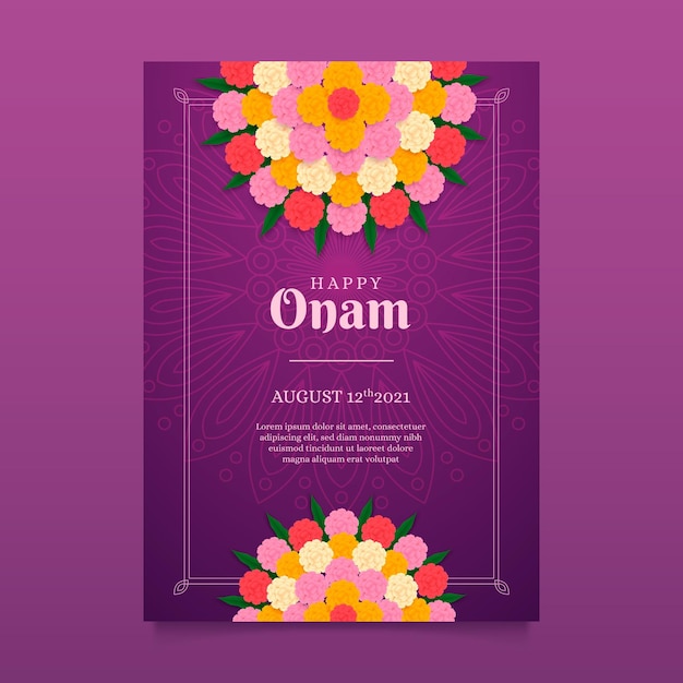 Modello di poster verticale onam realistico