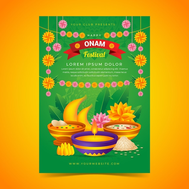 Realistic onam vertical poster template