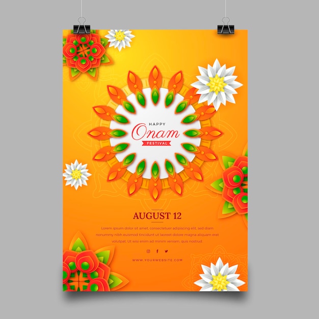 Free vector realistic onam vertical poster template