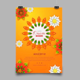 Realistic onam vertical poster template