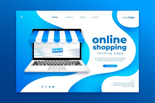 Realistic online shopping landing page