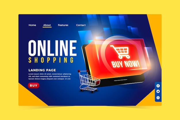 Free vector realistic online shopping landing page