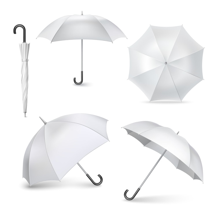 Free Vector realistic open closed umrella  icons set 