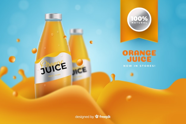 Realistic orange juice advertisement