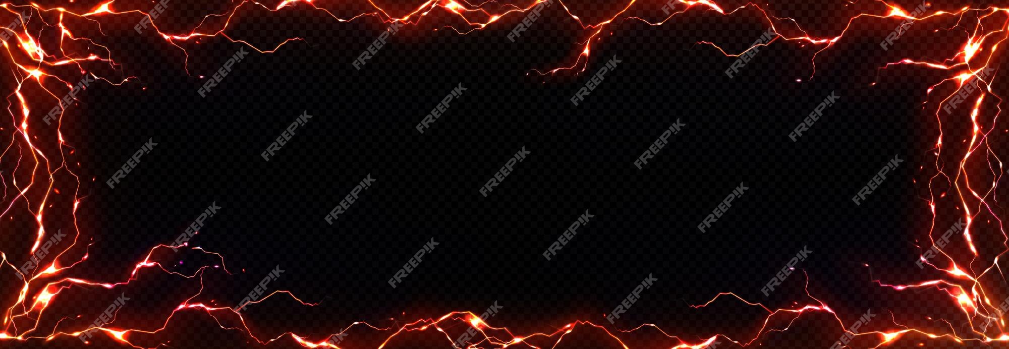 Free Vector | Realistic orange lightning frame png