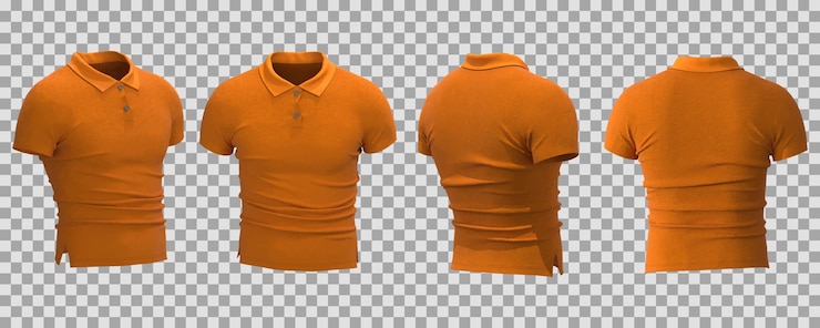 Free Vector realistic orange  polo shirt in different view