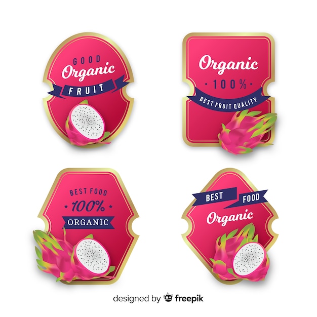 Set di etichette di lychee organico realistico