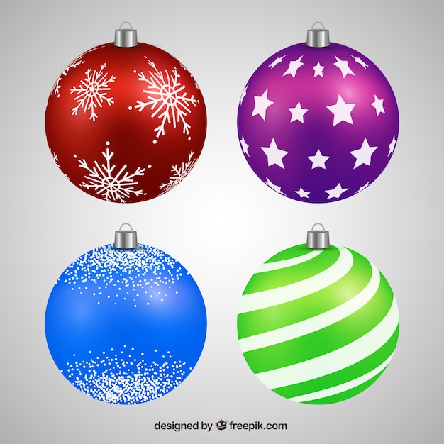 Free vector realistic pack of christmas balls