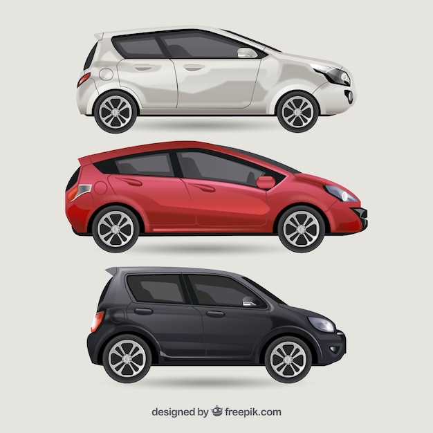 Free vector realistic pack of compact cars