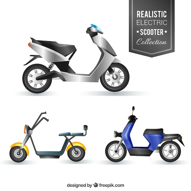 Realistic pack of electronic scooters