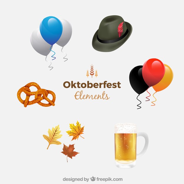 Realistic pack of oktoberfest elements