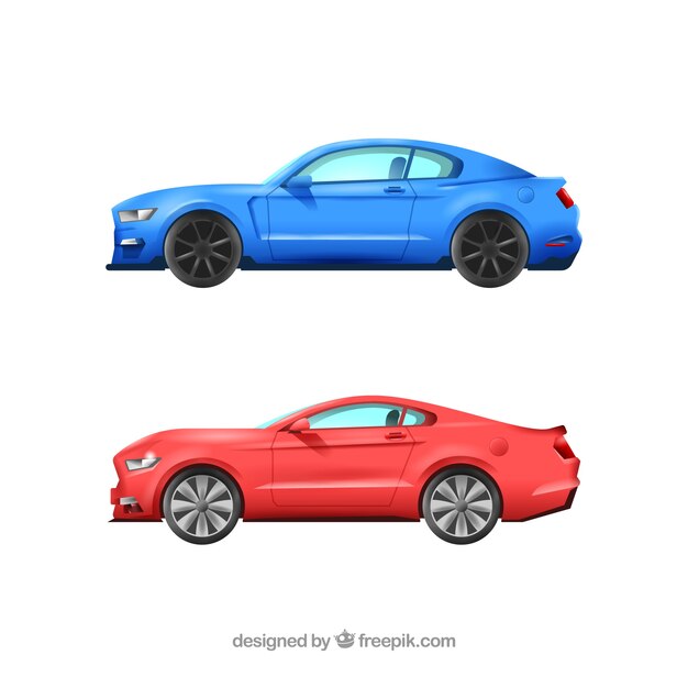 Realistic pack of sports cars