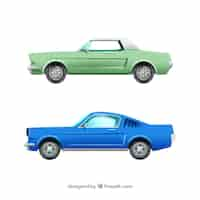 Free vector realistic pack of vintage cars