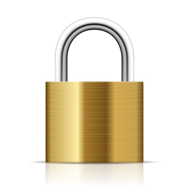 Realistic Padlock Illustration. Closed  lock security icon isolated on white