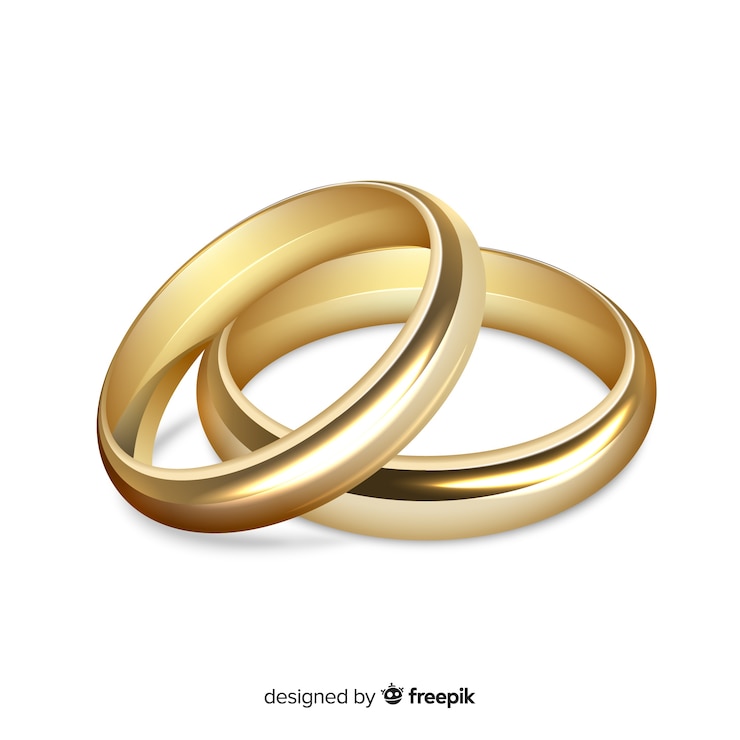 無料Vector 金の結婚指輪のリアルなペア