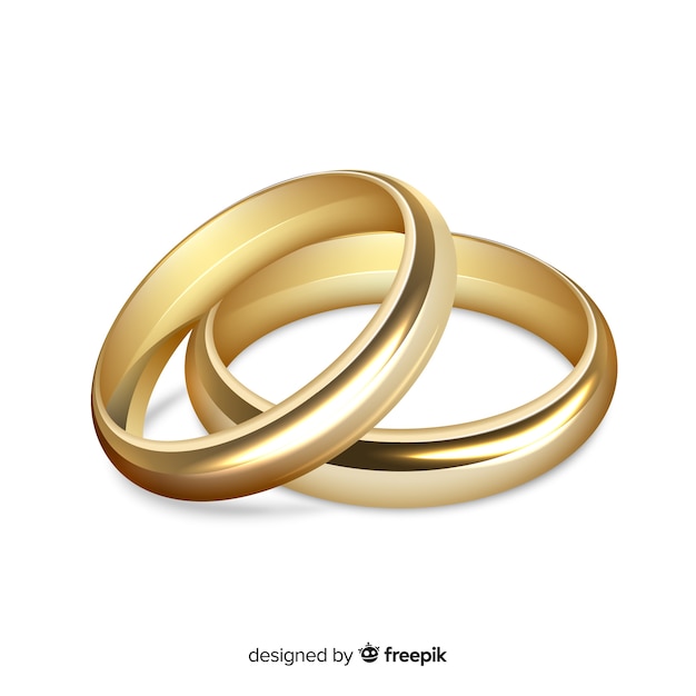 Realistic pair of golden wedding rings