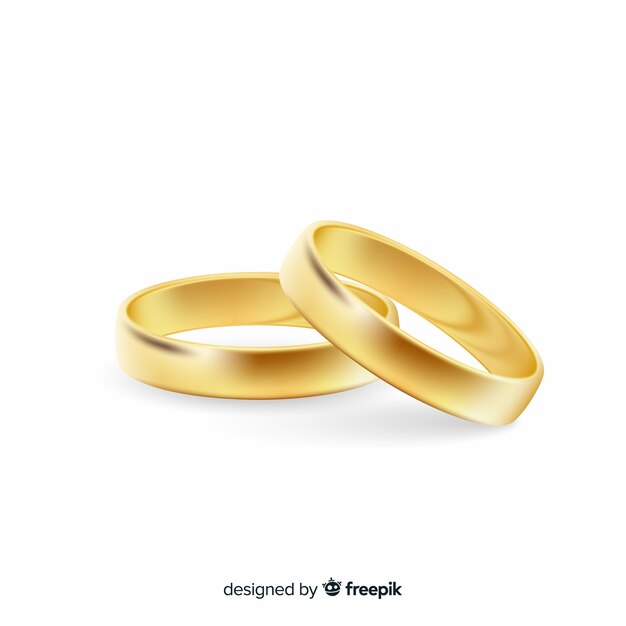 Realistic pair of golden wedding rings