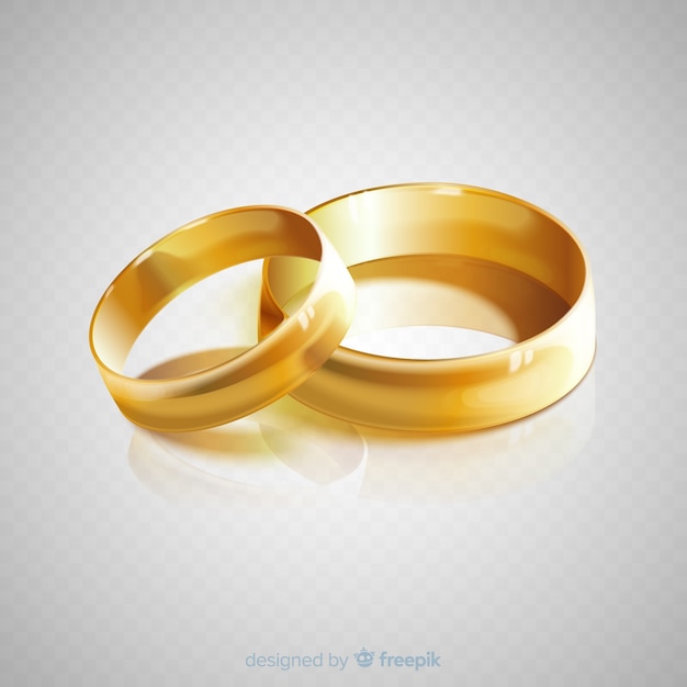 Realistic pair of golden wedding rings