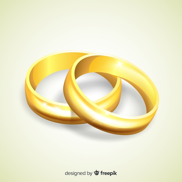 Realistic pair of golden wedding rings