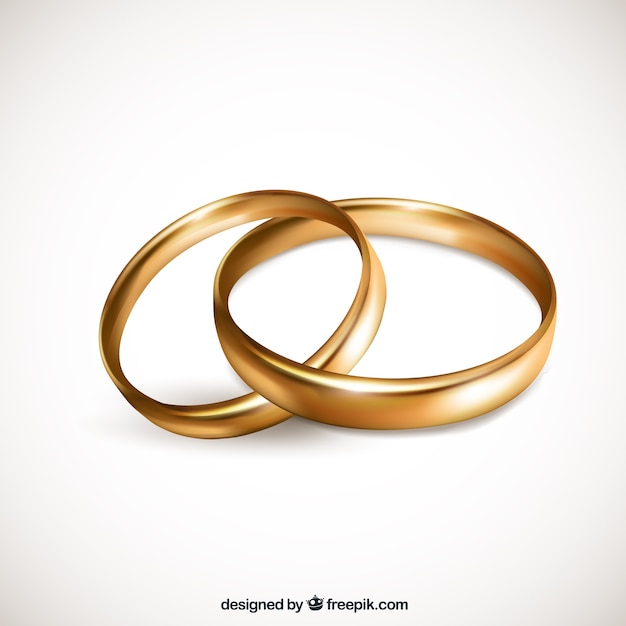 免费矢量现实一双金色的结婚戒指