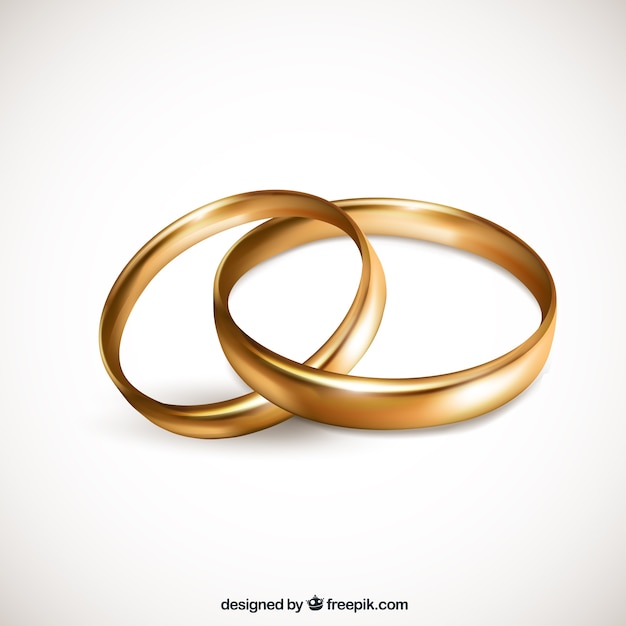 Realistic pair of golden wedding rings