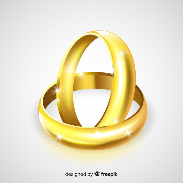 Бесплатное векторное изображение Реалистичная пара золотых обручальных колец
