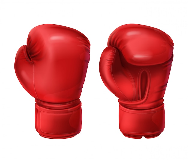 Free vector realistic pairs of red boxing gloves